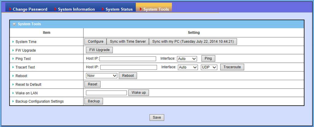 System Time There are three approaches to setup the system time. Before the process, some basic information must be filled by clicking on the Configure command button.