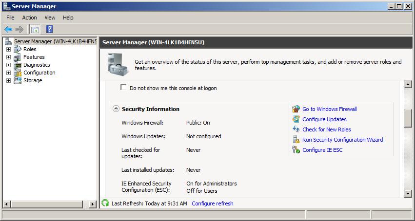 SERVER MANAGER CONFIGURATIONS Windows Server 2008/2008 R2 Configuration for Injector INTERNET EXPLORER - DISABLE IE ENHANCED SECURITY