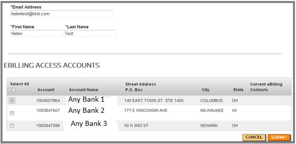 Steps: Select the Add New ebilling Contact link. Enter email address and first and last name. Select the accounts the user should receive billing invoices for. Select A confirmation page is displayed.