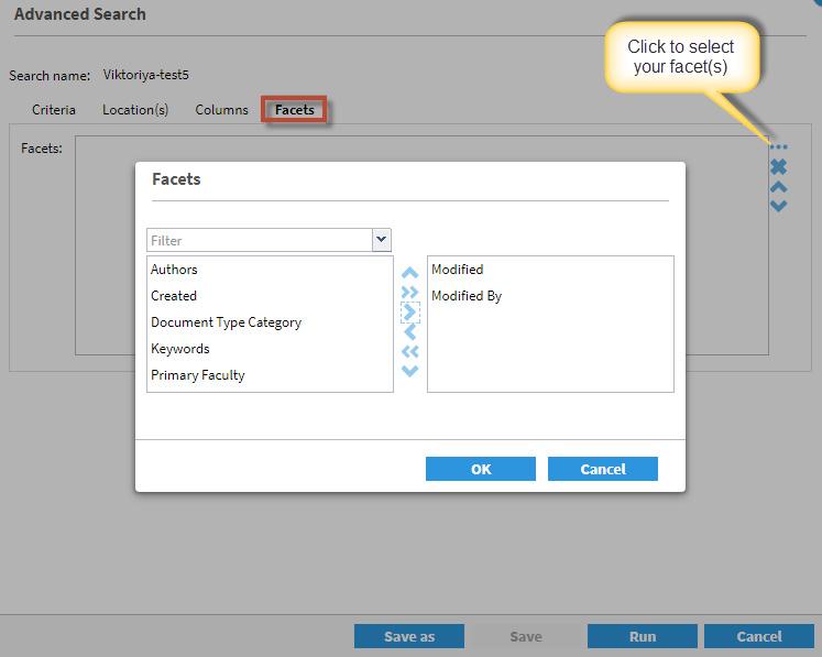Advanced Search Use Location tab to select specific spaces (or folders & sub-folders) Use to select Advanced Search Use Columns tab to customize your search result