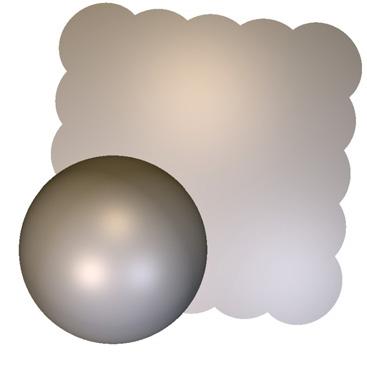 (a) (b) (c) (d) Figure 1: A scene consisting of a sphere (9858 splats) and a plane of 25 splats with varying normals, rendered with our system; (a) per-pixel lighting using our splat interpolation