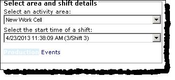 Chapter 8 Editing event and production data The Select the start time of a shift list, from which you can select the desired shift instance by its start time.