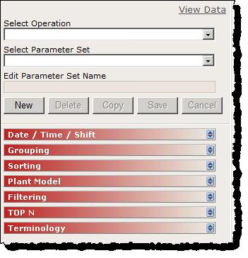 Chapter 4 Getting started Parameters page for the Editor On the Parameters page, you can select operations and the parameter sets for which you want to perform the operations.