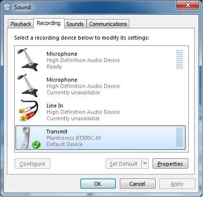 Next, ensure that the Sound properties under Windows 7 Control Panel are set properly.