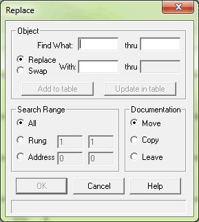 hapter : Edit a Program Using Search and Replace A very useful tool in irectsoft is the replace feature. Replace is used to replace one element reference with the reference of another element.