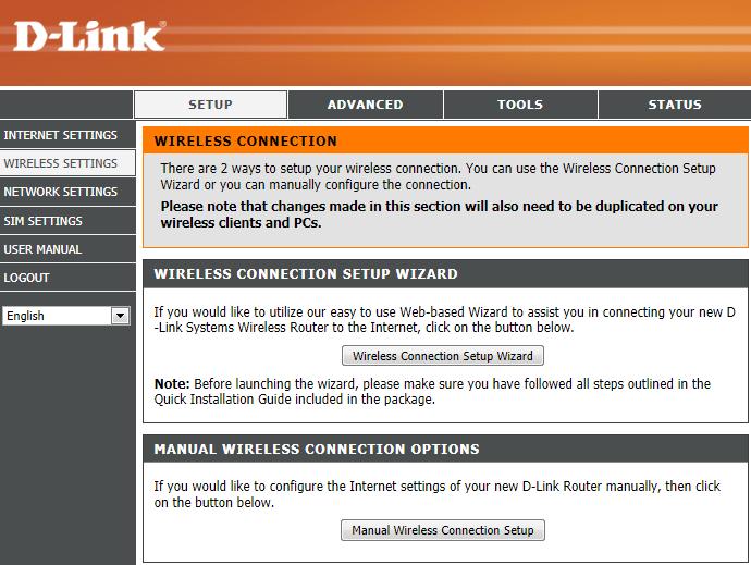 Section 3 - Configuration If you want to configure the wireless settings on your router using the wizard, click Wireless Connection Setup Wizard.