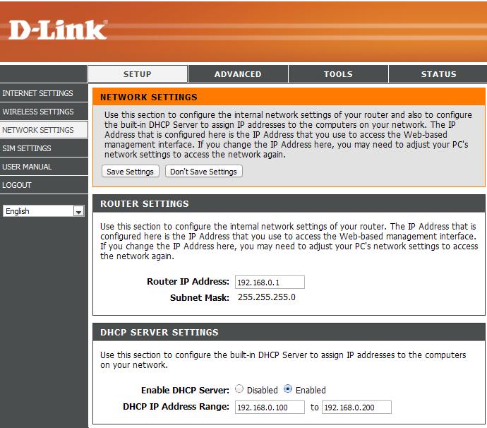 Section 3 - Configuration Network Setup Use this section to configure the internal network settings of your router.