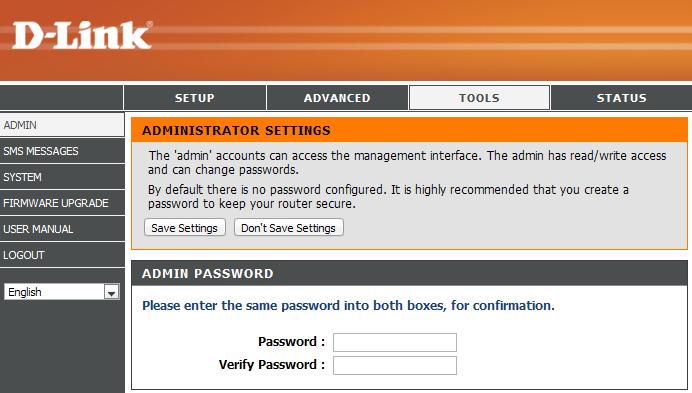 Section 3 - Configuration Use this section to change the password for the Administrator