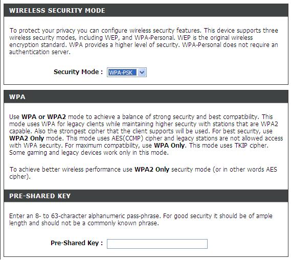 Section 4 - Security Configure WPA-PSK/WPA2-PSK It is recommended to enable encryption on your wireless router before your wireless network adapters.