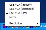 Click on the Display pull down menu and select the USB 2.0 VGA DEVICE.