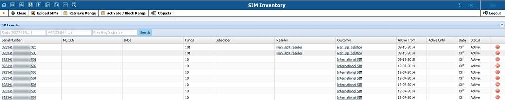 SIM Inventory SIM Inventory is a convenient tool designed to easily manage SIM cards. The tool is available for both administrators and resellers (resellers will see only their accounts).