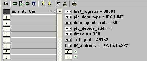 58 SCADAPack E ISaGRAF 3 I/O Connection Reference 7.4.2 Modbus RTU in TCP Input Boards Modbus RTU in TCP PLC Input Board variables are updated at the start of an ISaGRAF application scan.
