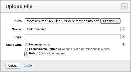 Although outside the objective of this lab, it is important to note that by uploading files into Connections, you can easily share with others in your network, in a community, and get feedback before