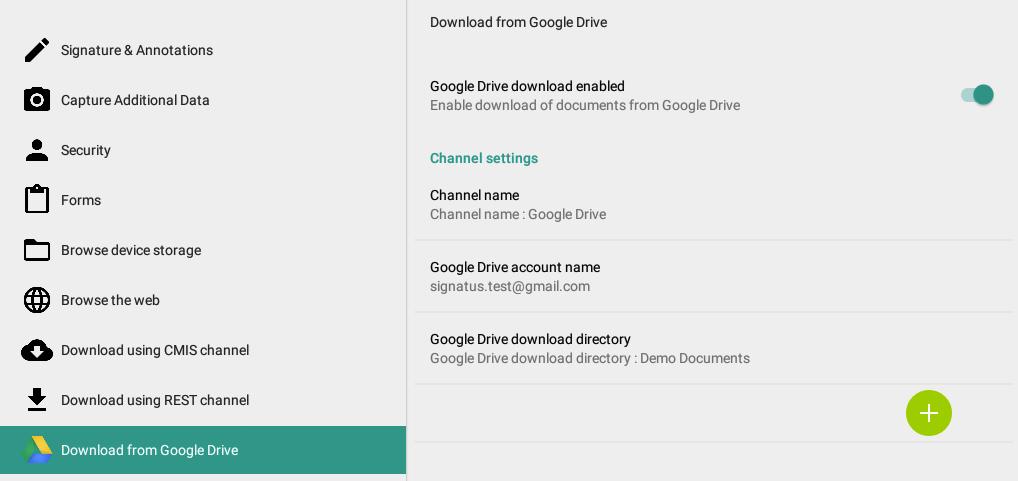 DOWNLOAD FROM GOOGLE DRIVE Google Drive download enabled allows obtaining PDF Documents from Google Drive Google Drive account name has to be defined to enable access to the PDF Documents Google