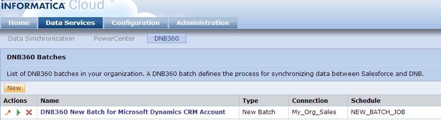 To do this, you need to edit the batch task on the Informatica Cloud to use the connection to the CRM organization where you want to run batch.
