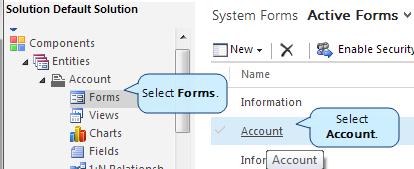 3 Installing D&B360 4. Select Forms, then Account.