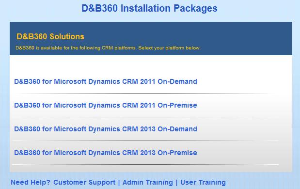 3 Installing D&B360 In the D&B360 for Microsoft Dynamics CRM window that you chose, click Download to install the installation zip file to your computer.