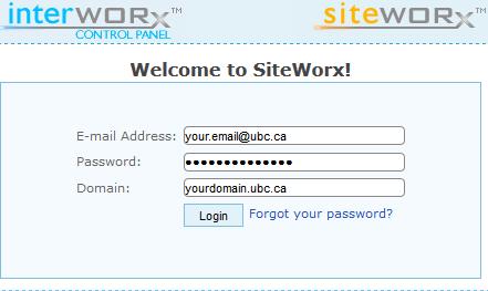 Getting Started To login to the Interworx Control Panel, in a web browser go to:
