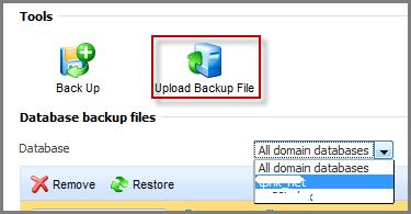 3.3.Restore Database: Bước 1: Click on "Websites & Domains" Click on "BackupManager" Click on "Database Backup