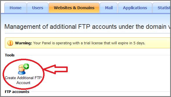 Bước 2: Click Create additional FTP Account Bước 3: Điền vào các thông tin tài khoản FTP Click on OK để hoàn tất 5.