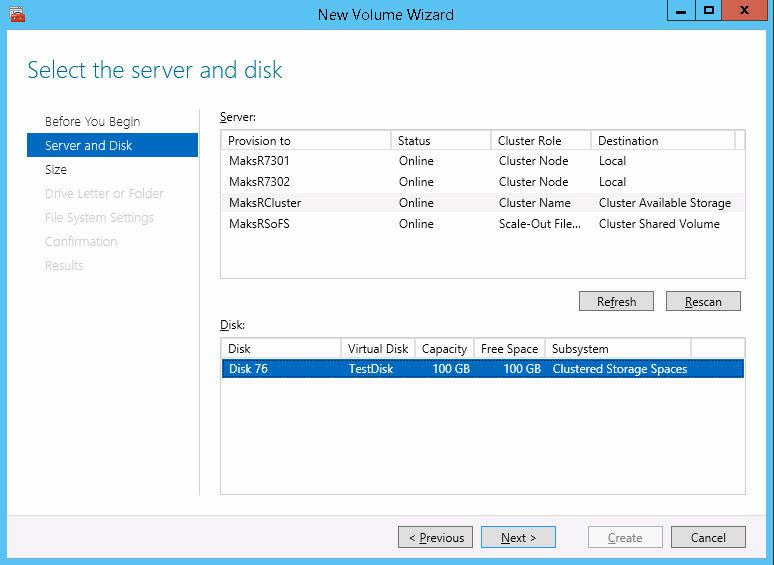 Figure 24. Creating a Virtual Disk NOTE: If the Create a volume when this wizard closes check box is not selected, you must use Server Manager to create the volume on the Storage Space. 11.