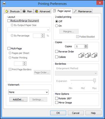 Selecting Print Layout Options - Windows You can select a variety of sizing and layout options for your document or photo on the Page Layout tab.