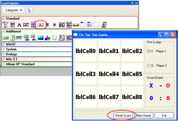 Components can be placed from the panel onto the active script form in one of two ways: Default Placement - double-click on the entry in the panel for the component you wish to place.