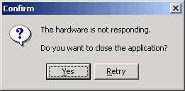 6.2 Hardware is not Responding In some cases the INIC Explorer Software might reply a message similar to the following: Figure 6-2: Hardware Confirm Window Generally follow the hints in the message