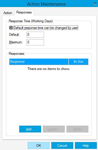 The Responses tab allows the user to specify the desired response in regards to the opposite Action.