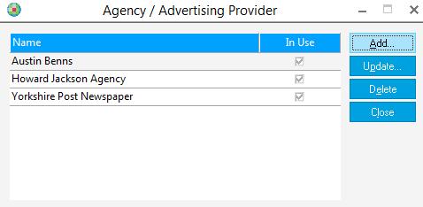 Agency / Provider Agency / Provider allows the user to keep a log of all addresses and contact details for different agencies and providers used for