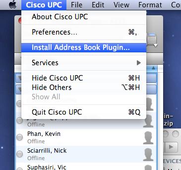 Click the Cisco UPC tab at the top of the page, select Install Address Book