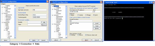 This screen shot shows that the login banner is displayed when PuTTY is configured to send the username to the router.
