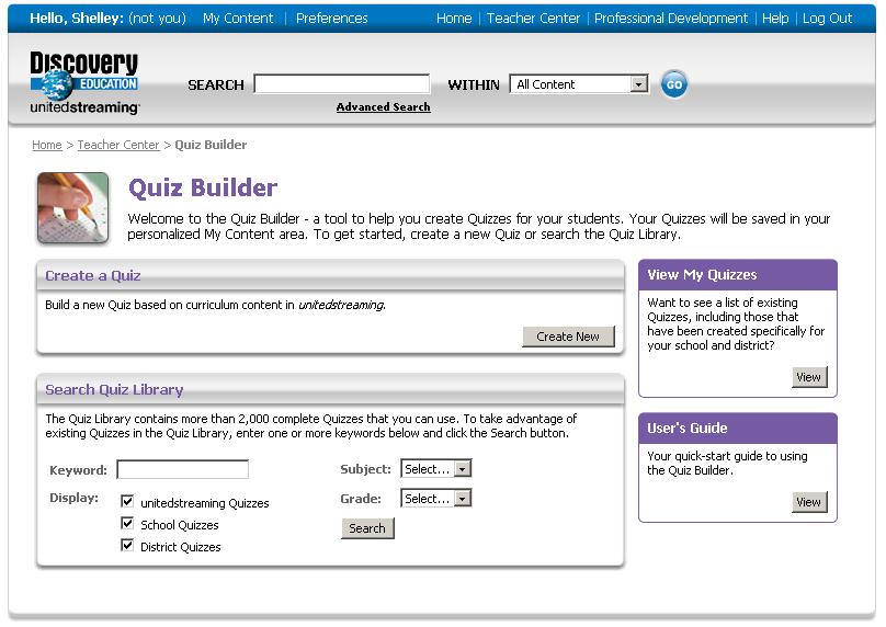 Quiz Builder With the Quiz Builder, you can modify existing quizzes or create your own online assessments using digital resources from the