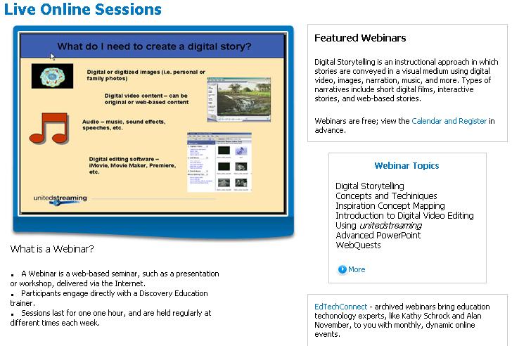 Live Online Sessions Web-based training sessions called Webinars allow users from across the country to