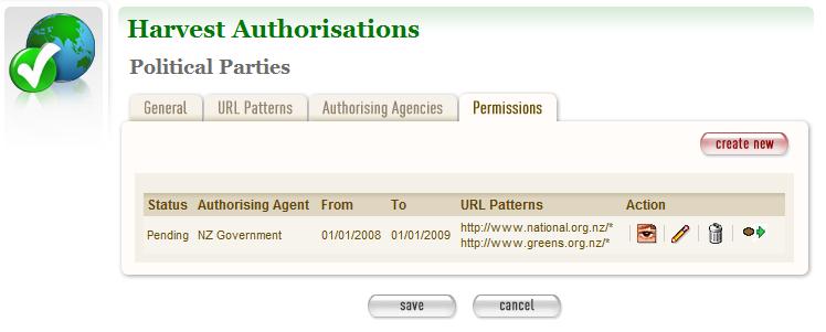 Figure 7. Permissions tab 11 Note that as of release 1.5.