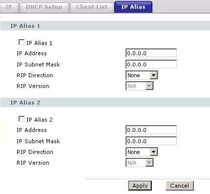 Chapter 7 LAN Setup 7.5.1 Configuring the LAN IP Alias Screen Use this screen to change your ZyXEL Device s IP alias settings. Click Network > LAN > IP Alias to open the following screen.