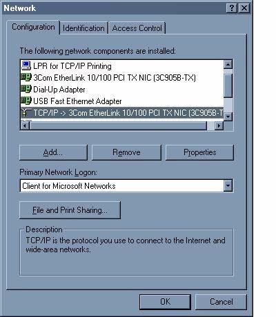 Appendix A Setting up Your Computer s IP Address Windows 95/98/Me Click Start, Settings, Control Panel and double-click the Network icon to open the Network window.