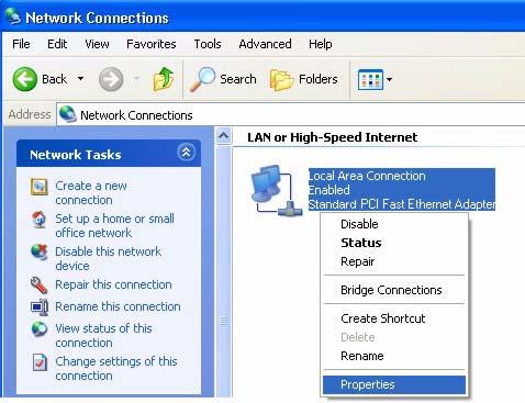 Appendix A Setting up Your Computer s IP Address 3 Right-click Local Area Connection and then click Properties.