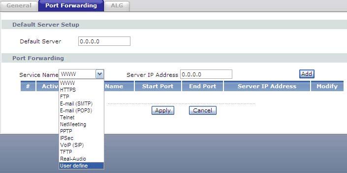 Chapter 4 Tutorials 2 Click Network > NAT > Port Forwarding to open the following screen.