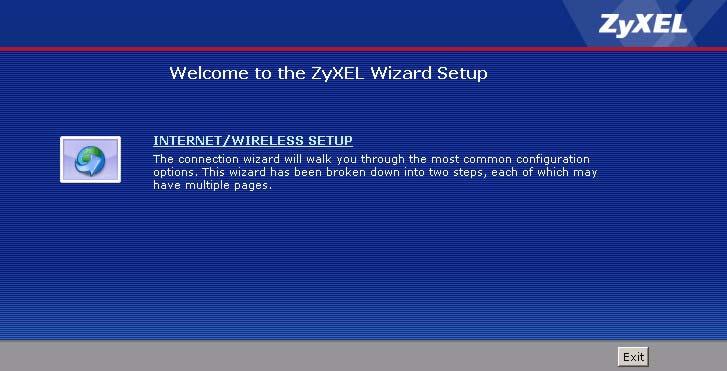 Chapter 5 Internet and Wireless Setup Wizard 2 Click INTERNET/WIRELESS SETUP to configure the system for Internet access and wireless connection.