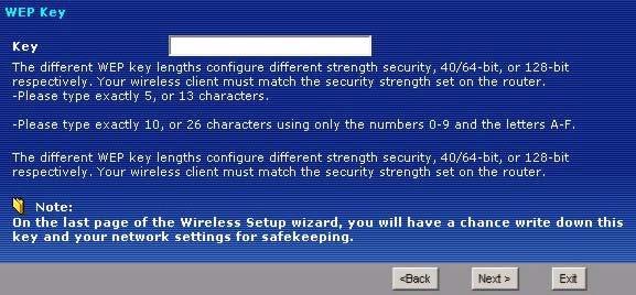 Chapter 5 Internet and Wireless Setup Wizard 5.3.2 Manually Assign a WEP Key Choose Manually assign a WEP key to setup WEP Encryption parameters.