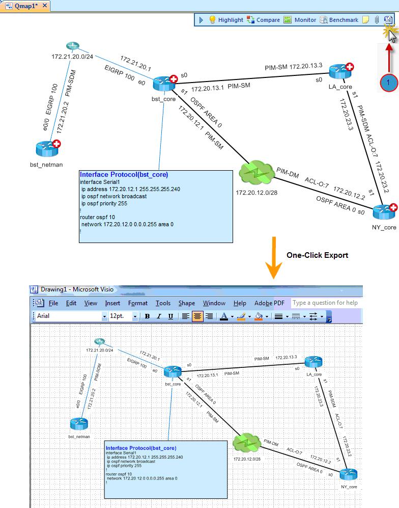 One-Click Visio Diagram Frequently Used Features Click the Export to
