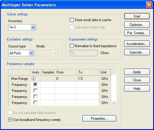 84 CST MICROWAVE STUDIO 2010 Workflow and Solver Overview Multilayer Solver Parameters The following explanations provide some more information about the settings in the multilayer solver dialog box.