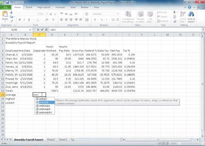 EX 84 Excel Chapter 2 Formulas, Functions, and Formatting Using the AVERAGE, MAX, and MIN Functions BTW Statistical Functions Excel usually considers a blank cell to be equal to 0.