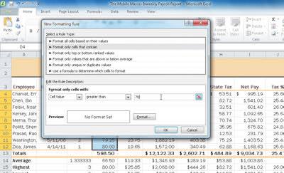 2 Click New Rule in the Conditional Formatting list to display the New Formatting Rule dialog box.