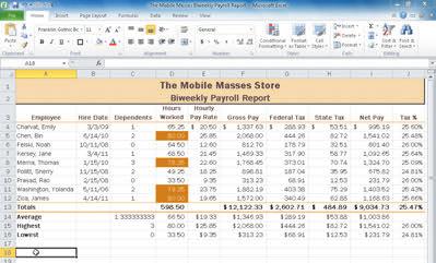 EX 110 Excel Chapter 2 Formulas, Functions, and Formatting 5 Release the mouse button to change the column widths.