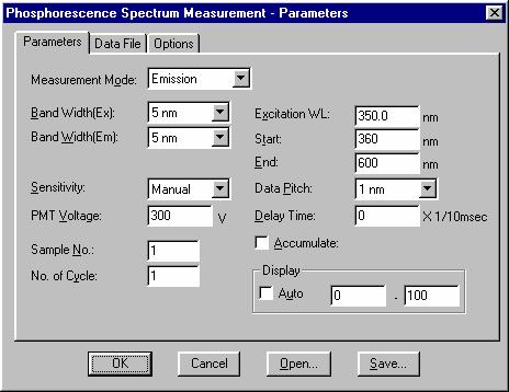 9.1.2.1 Parameter setting Select [Measurement] - [Parameters...] to display the following dialog box: Fig. 9.