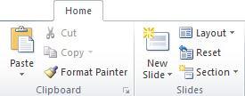 Creating Additional Slides PowerPoint 2007 allows you to add additional slides directly from the Home ribbon. In the Slides section of the Home ribbon, you will find the New Slide button.