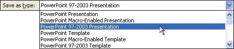 The Save As window will appear. Navigate to the location where you wish to save your presentation. In the box labeled File Name, type a descriptive name. Click on the button labeled Save.