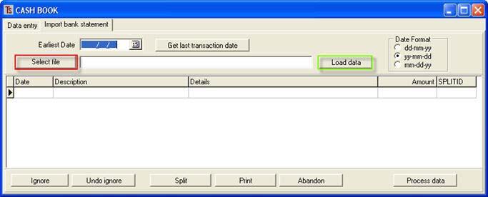 Set the date format that you used when you downloaded the statement file in the area seen above, on the upper right.